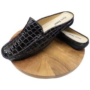 Pierre Dumas Flat Mules Brown Croc Embossed  Hazel Women's size 7